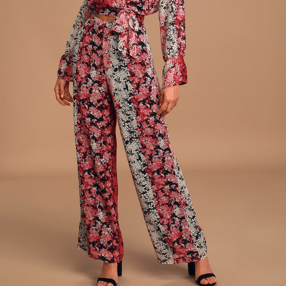Lulu's Floral Wide Leg Pant Small